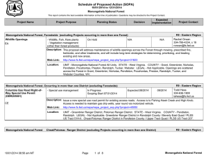 Schedule of Proposed Action (SOPA) 10/01/2014 to 12/31/2014 Monongahela National Forest