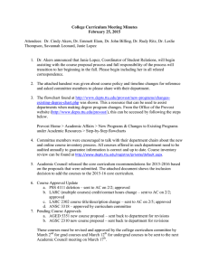 College Curriculum Meeting Minutes February 25, 2015