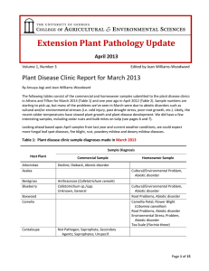 Extension Plant Pathology Update Plant Disease Clinic Report for March 2013
