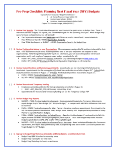 Pre‐Prep	Checklist:	Planning	Next	Fiscal	Year	(NFY)	Budgets