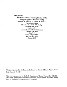 Electron  Cyclotron Heating  Studies of the
