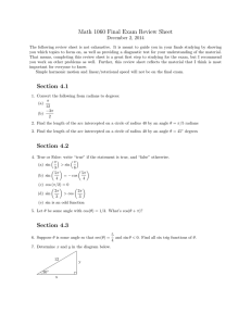 Math 1060 Final Exam Review Sheet December 2, 2014