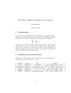 The Finite Difference Method for Transport 1 Introduction Varun Shankar