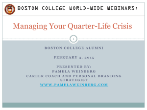 Managing Your Quarter-Life Crisis BOSTON COLLEGE WORLD-WIDE WEBINARS: