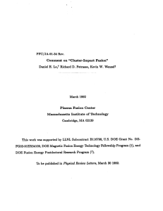 PFC/JA-91-34 Comment  on  &#34;Cluster-Impact  Fusion&#34; D. 1992