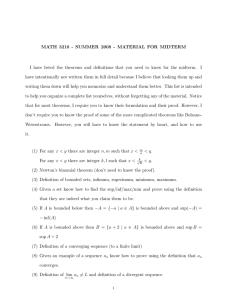 MATH 3210 - SUMMER 2008 - MATERIAL FOR MIDTERM