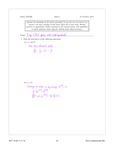 Math 1100-006 Quiz 6 21 October, 2011