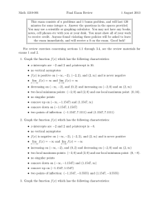 Math 1210-001 Final Exam Review 1 August 2013