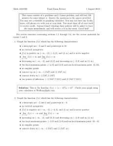 Math 1210-001 Final Exam Review 1 August 2013