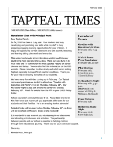 TAPTEAL TIMES Calendar of Events Newsletter Chat with Principal Pratt