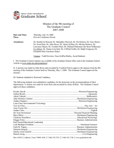 Minutes of the 9th meeting of The Graduate Council 2007-2008