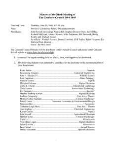 Minutes of the Ninth Meeting of The Graduate Council 2004-2005