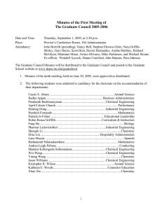 Minutes of the First Meeting of The Graduate Council 2005-2006
