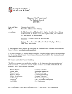 Minutes of the 9 meeting of The Graduate Council