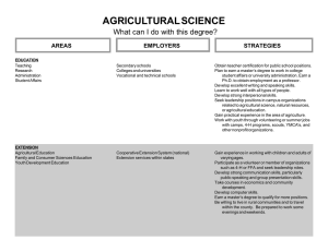 AGRICULTURAL SCIENCE What can I do with this degree? STRATEGIES AREAS