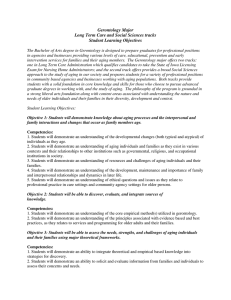 Gerontology Major Long Term Care and Social Sciences tracks Student Learning Objectives