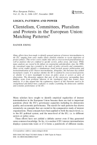 Clientelism, Committees, Pluralism and Protests in the European Union: Matching Patterns?