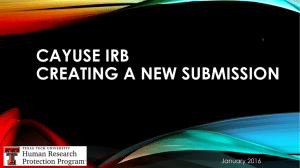CAYUSE IRB CREATING A NEW SUBMISSION January 2016 1