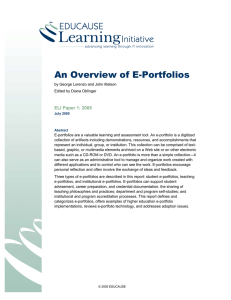An Overview of E-Portfolios  ELI Paper 1: 2005