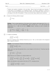 Quiz 10 Math 1310 - Engineering Calculus I December 5, 2014 Name: