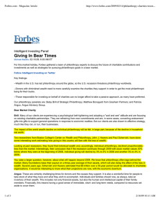 Giving In Bear Times Intelligent Investing Panel Forbes.com - Magazine Article