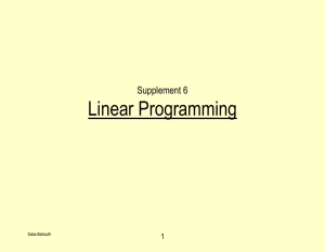 Linear Programming Supplement 6 1 Saba Bahouth