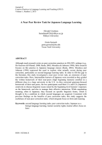 A Near Peer Review Task for Japanese Language Learning