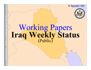 Working Papers Iraq Weekly Status (Public) 01 September 2004
