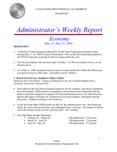 Administrator’s Weekly Report Economy May 15 -May 21, 2004