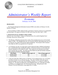 Administrator’s Weekly Report Economy February 14-20, 2004