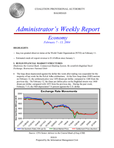 Administrator’s Weekly Report Economy February 7 - 13, 2004
