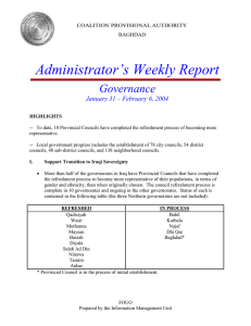 Administrator’s Weekly Report Governance January 31 – February 6, 2004