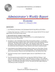 Administrator’s Weekly Report Economy January 31 - February 6 2004