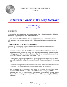 Administrator’s Weekly Report Economy 24 - 30 January 2004