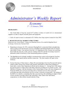 Administrator’s Weekly Report Economy 17 - 23 January 2004