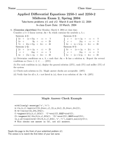 Applied Differential Equations 2250-1 and 2250-2 Midterm Exam 2, Spring 2004