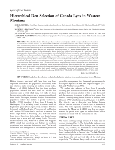 Hierarchical Den Selection of Canada Lynx in Western Montana Lynx Special Section