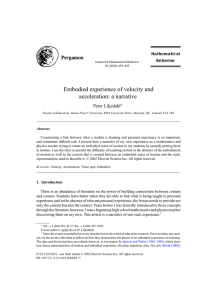 Embodied experience of velocity and acceleration: a narrative Peter Liljedahl