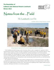 Notes from the ...Field The Landmark is on Fire The Newsletter of
