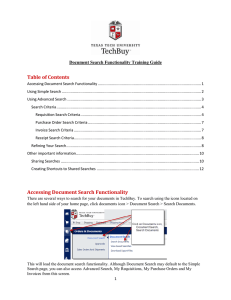 Table of Contents Document Search Functionality Training Guide