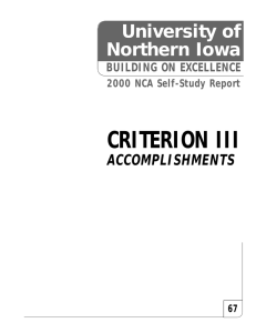 CRITERION III U n i versity of Northern Iowa