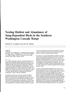 Nesting Habitat and Abundance of Snag-Dependent Birds in the Southern Washington Cascade