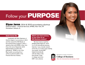 PURPOSE Follow your Elyse Jares , 2014 &amp; 2015 accountancy alumnus