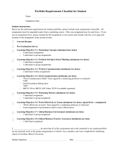 Portfolio Requirements Checklist for Student