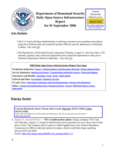 Department of Homeland Security Daily Open Source Infrastructure Report for 01 September 2006