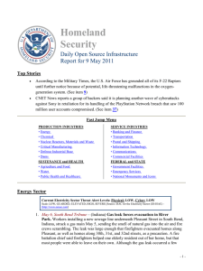 Homeland Security Daily Open Source Infrastructure Report for 9 May 2011