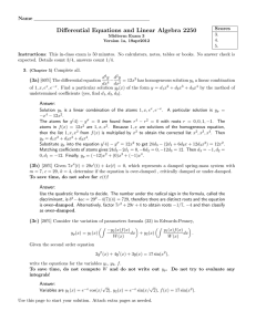 Differential Equations and Linear Algebra 2250 Name Scores