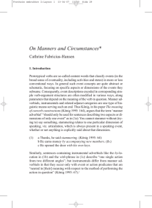 On Manners and Circumstances* Cathrine Fabricius-Hansen