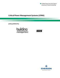 Critical Power Management Systems (CPMS) Jointly published by