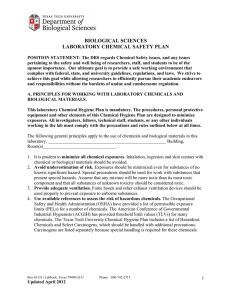 BIOLOGICAL SCIENCES LABORATORY CHEMICAL SAFETY PLAN